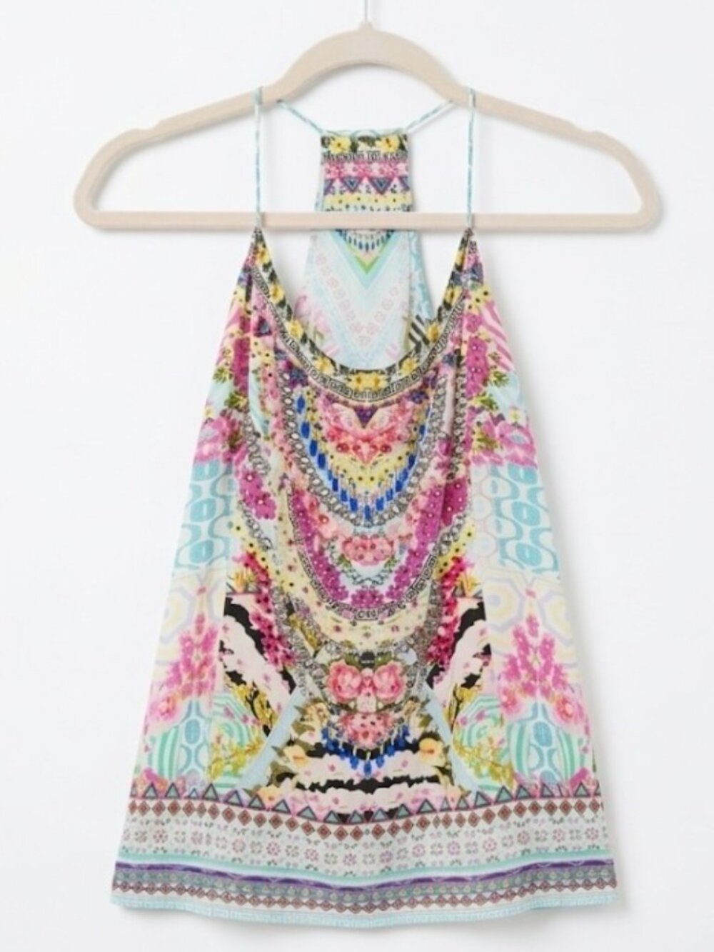Camilla Australian Silk Racerback Cami Tank Top Crystal Embellished Size Medium - Picture 2 of 6